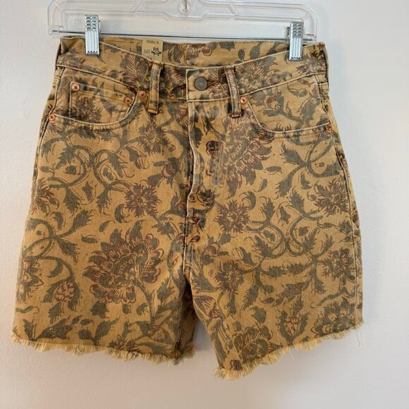 Ralph Lauren Double RL Pants - NWT RRL Double RL Floral Print Denim Shorts 26 High Rise Cutoff Raw Hem Cotton